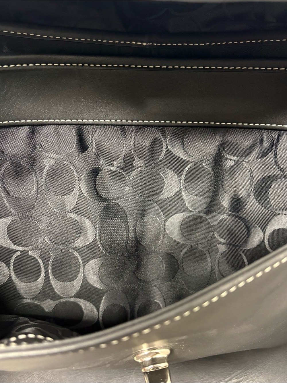 Vintage Black COACH #6457 Lexington Leather Turn Lock Briefcase Messenger Bag - Picture 13 of 16